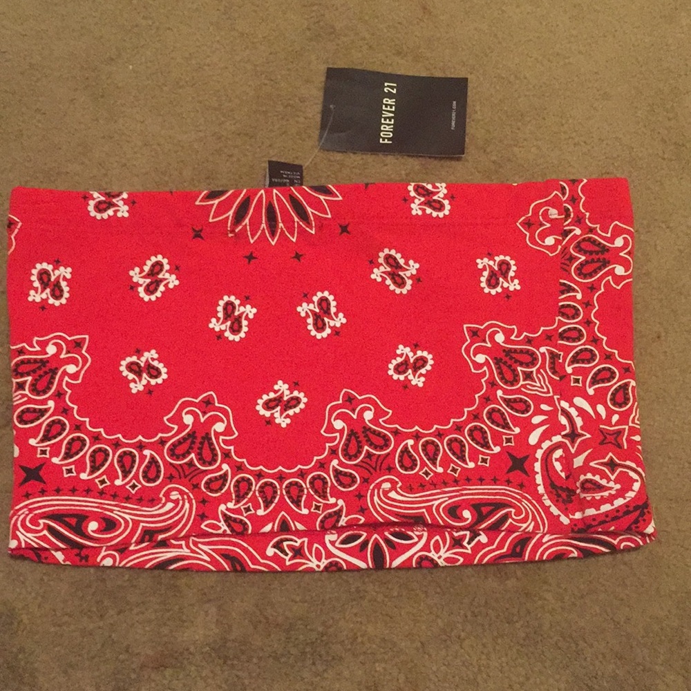 Forever 21 red bandana tube top